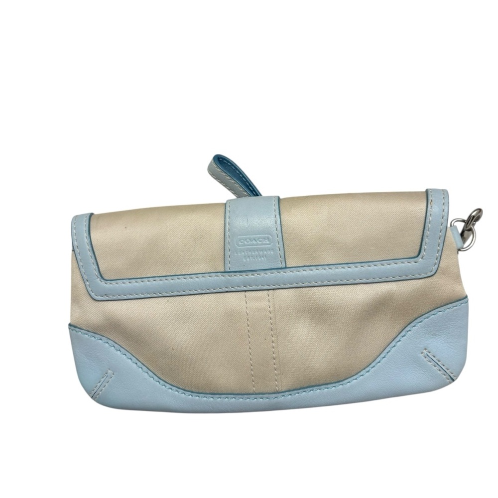 Coach vintage y2k canvas and blue leather wristlet clutch bag soho buckle - Picture 2 of 8